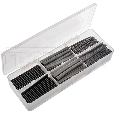 Motormite Heat Shrink Tube Assortment, 1/16 in, 1/8 in, 3/16 in, 1/4 in, 3/8 in, 1/2 in, Black, Gray 87500